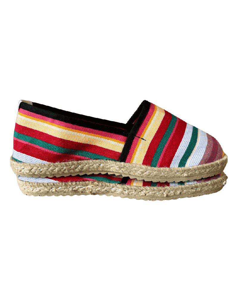 Espadrille catalane Laurentine tissu Jour de Fête à rayures rouges