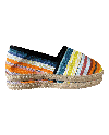Espadrille catalane bleue et orange collection Laurentine tissu jour de fête.
