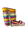 Sac cabas en toile rayée multicolore Jour de Fête et espadrille catalane assortie.