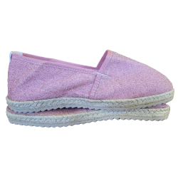 Espadrille paillettes vieux rose, semelle intérieure doublée coton et couture petit point.