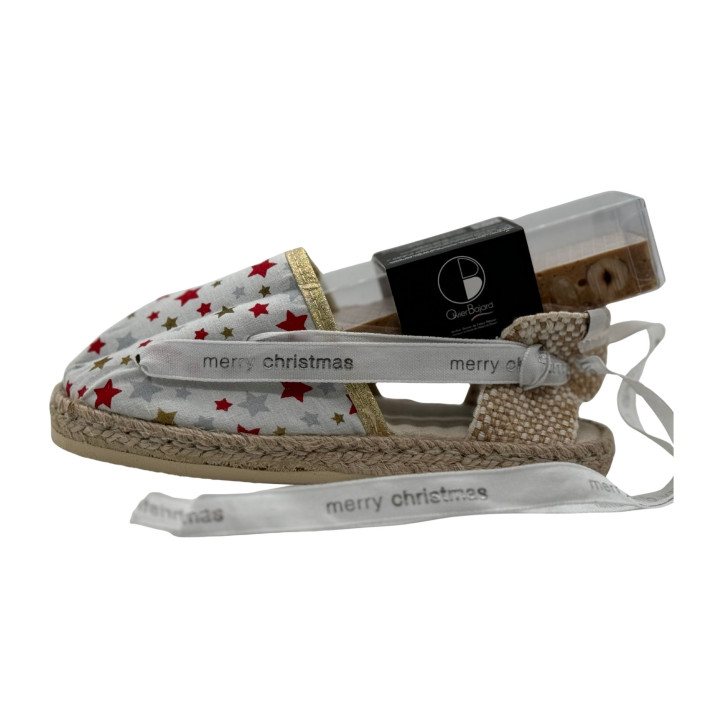 Vigatane Catalane artisanale de Noël (rouge et motifs étoiles) garnie d'un sachet de Nougat Bajard